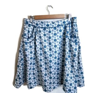 Boden Blue Dot Circle Skater Skirt